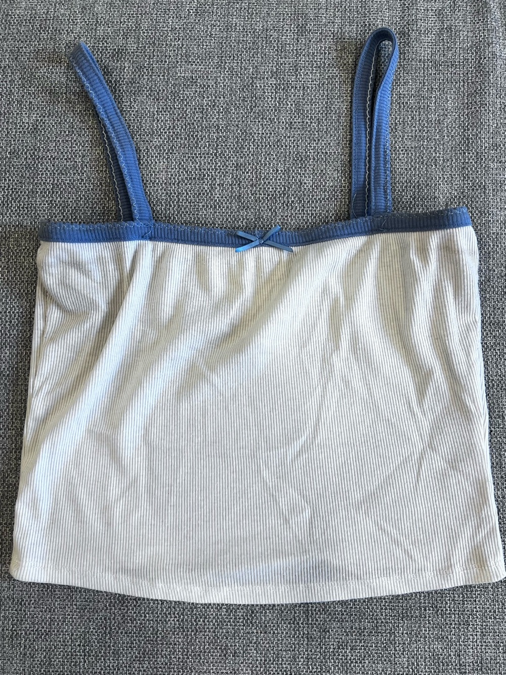 Heart Hips Ribbed Cami Tank with Blue Trim